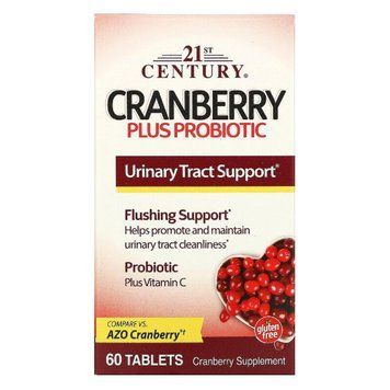 Клюква с пробиотиком, Cranberry Plus Probiotic, 21st Century, 60 таблеток