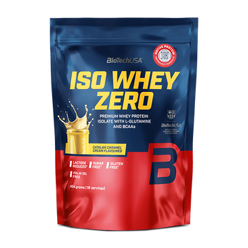 Сироватковий протеїн ізолят BioTech Iso Whey Zero 454 г Catalan caramel cream