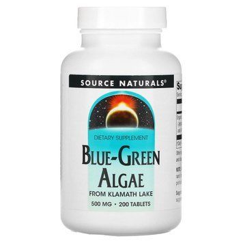 Сине-зеленые водоросли, Blue-Green Algae, Source Naturals, 500 мг, 200 таблеток