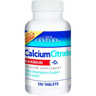 Кальций цитрат 21st Century Calcium Citrate maximum + D3 120 таб