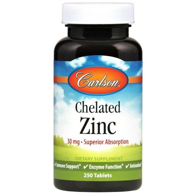 Цинк хелат Carlson Labs Chelated Zinc 30 mg 250 таб