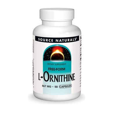 Орнитин, 667 мг, L-Ornithine, Source Naturals, 50 капсул